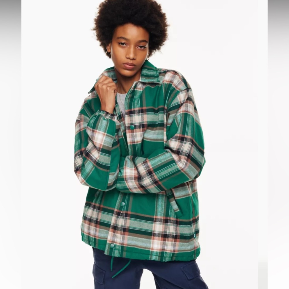 Artizia Tna Coaches Jacket. Green flannel